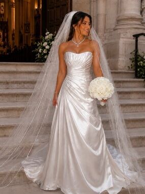 Maggie Sottero Couture Strapless Satin Wedding Gown